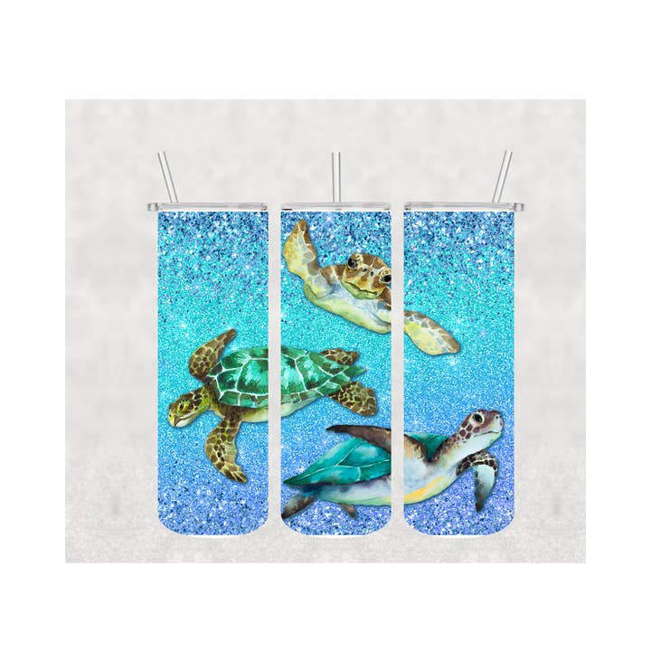 Sea Turtle 20 oz sublimation tumbler w/ lid and straw for wholesale by Tees of Paradise