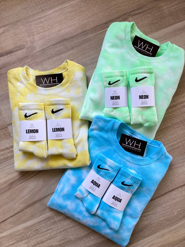 White House Co - Wholesale Sweatshirt - Unisex - Summer Tie Dye Crewneck
