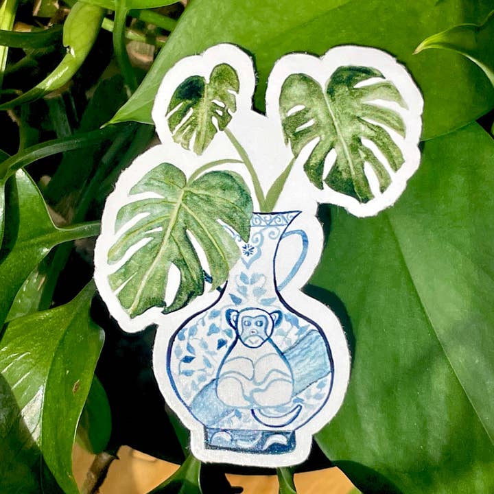 Année du Singe + Autocollant Monstera pour la vente par Menmin Made