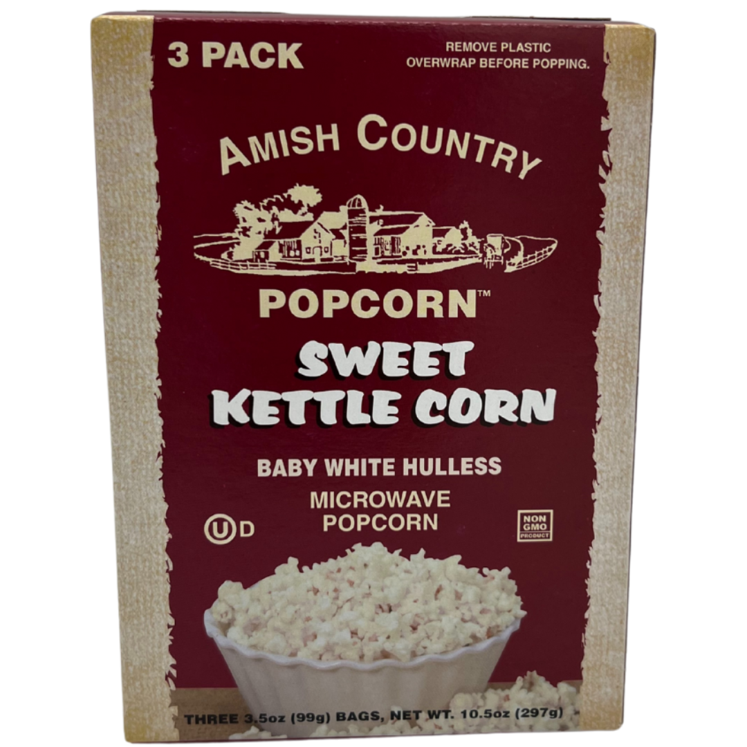 Amish Country Popcorn - Wholesale Popcorn - 3pk Microwave Sweet Kettle Popcorn1