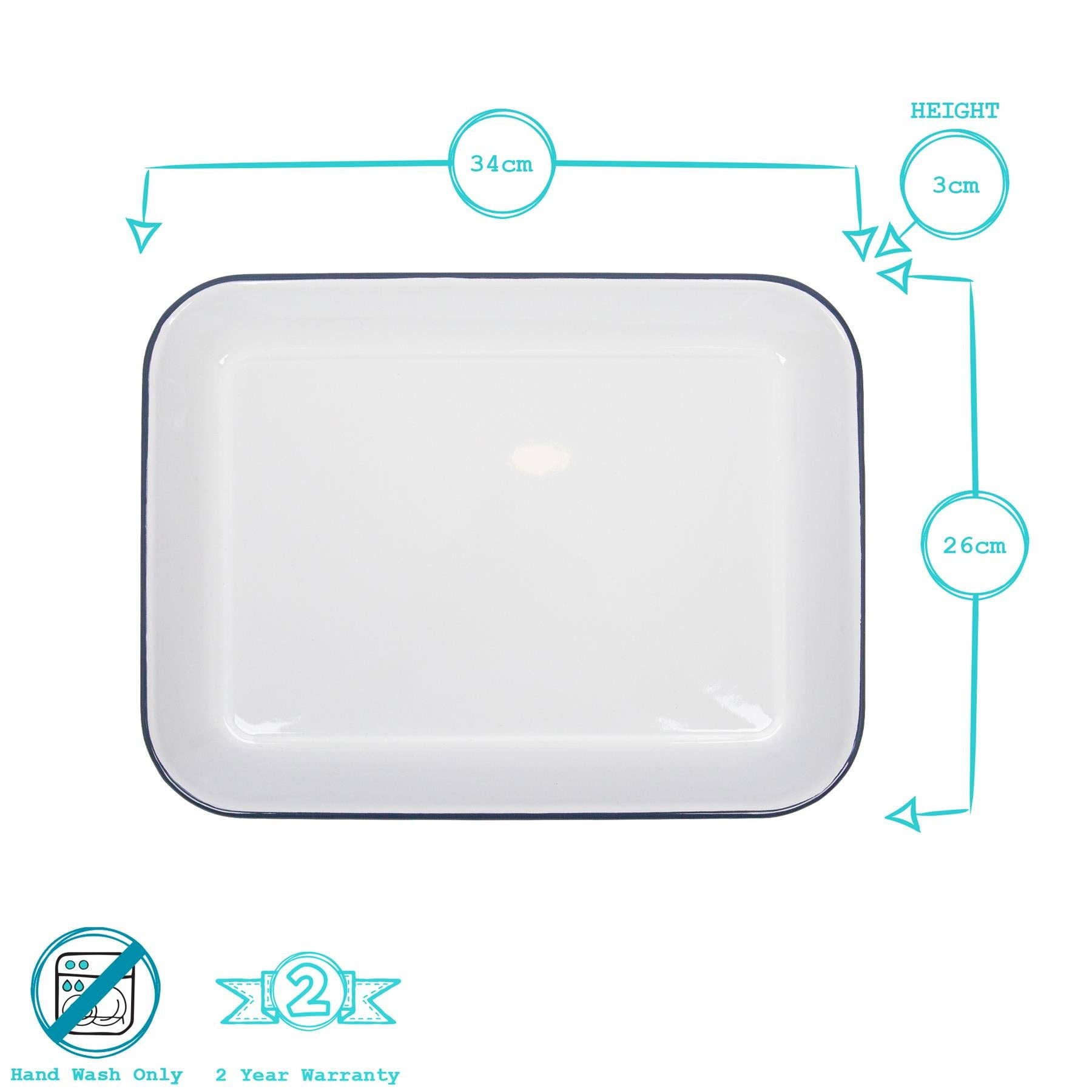 Rinkit Pty Ltd - Wholesale Baking Dish - 34cm x 26cm White Rectangle Enamel Baking Tray - By Argon Tableware10