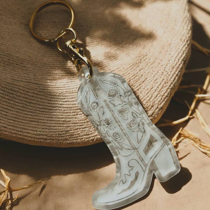 GoneWestDesigns - Wholesale Keychain - Women's - Floral Rose Cowboy Boot Western Keychain Jewelry