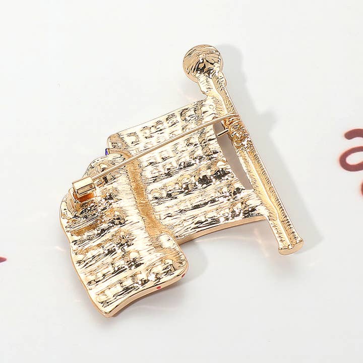 Sensibling Corp. - Wholesale Brooch - Stone Paved American USA Flag Pin Brooch2