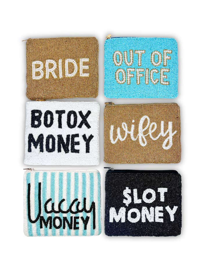 XL Beaded Coin Purse - Botox Money for wholesale by Brittyland