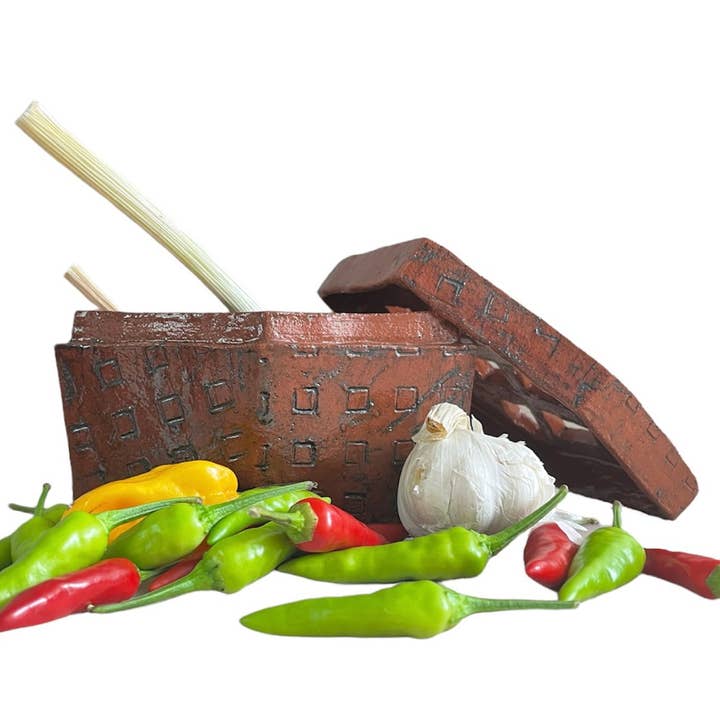 Caja decorativa de cerámica para ajo o cortador de flores para venta al por mayor de Studio Eljada Van Muijden
