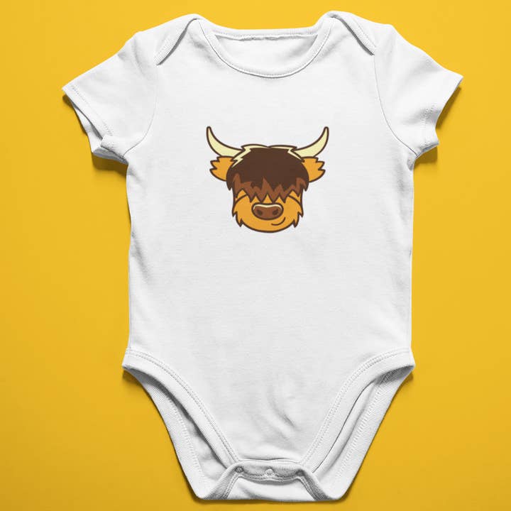 Body de bebé de vaca Highland para venta al por mayor de Brave Scottish Gifts