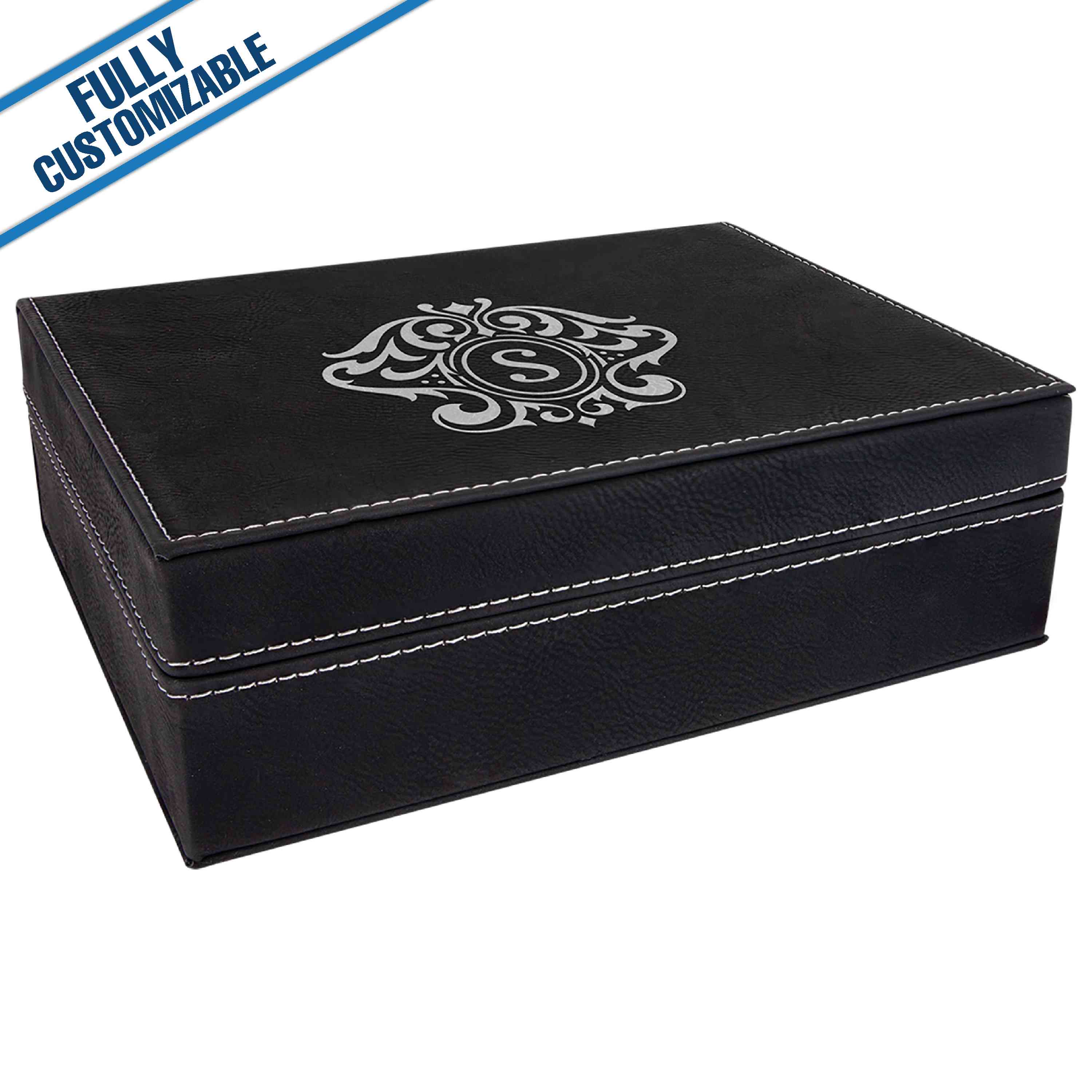 GiftWorksPlus - Wholesale Gift Box - Engraved Leatherette Rectangle Gift Box - Fully Customizable6