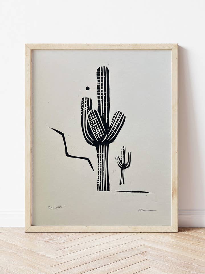 'Saguaro' Linocut Print for wholesale by Studio Orch