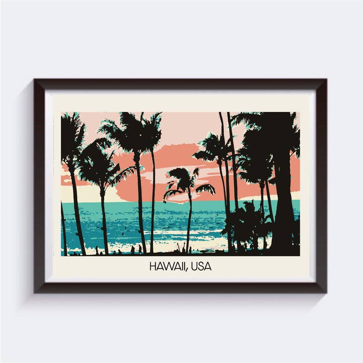 Hawaii, USA Postkort Style Travel Print - 6 størrelser for engroshandel hos 2 Sisters