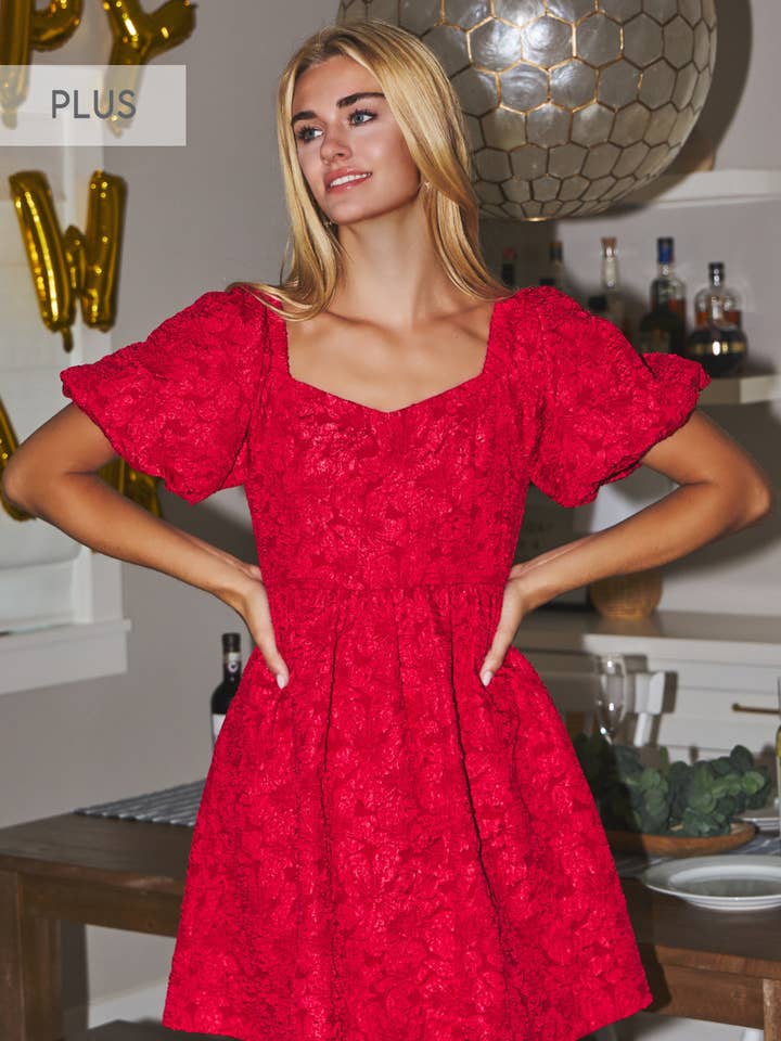 Oddi – Engroshandel Kjole - Dame – Plus Satin Jacquard babydukkekjole