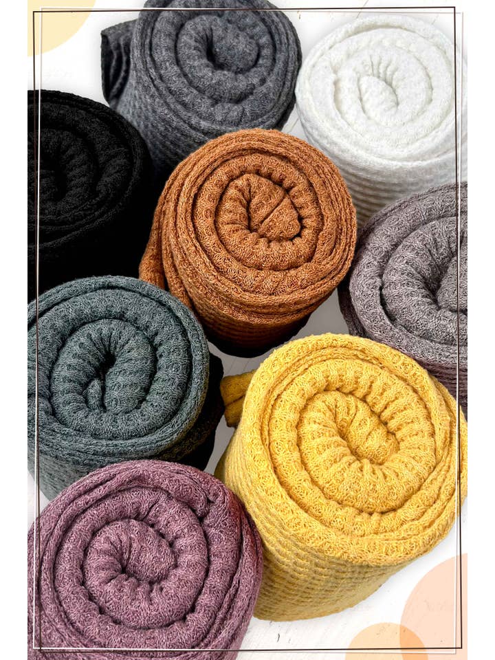 La Miel - Wholesale Tunic - Women's - HAT7566-Brushed Waffle Fabric Loose Fit Long Sleeve Top22