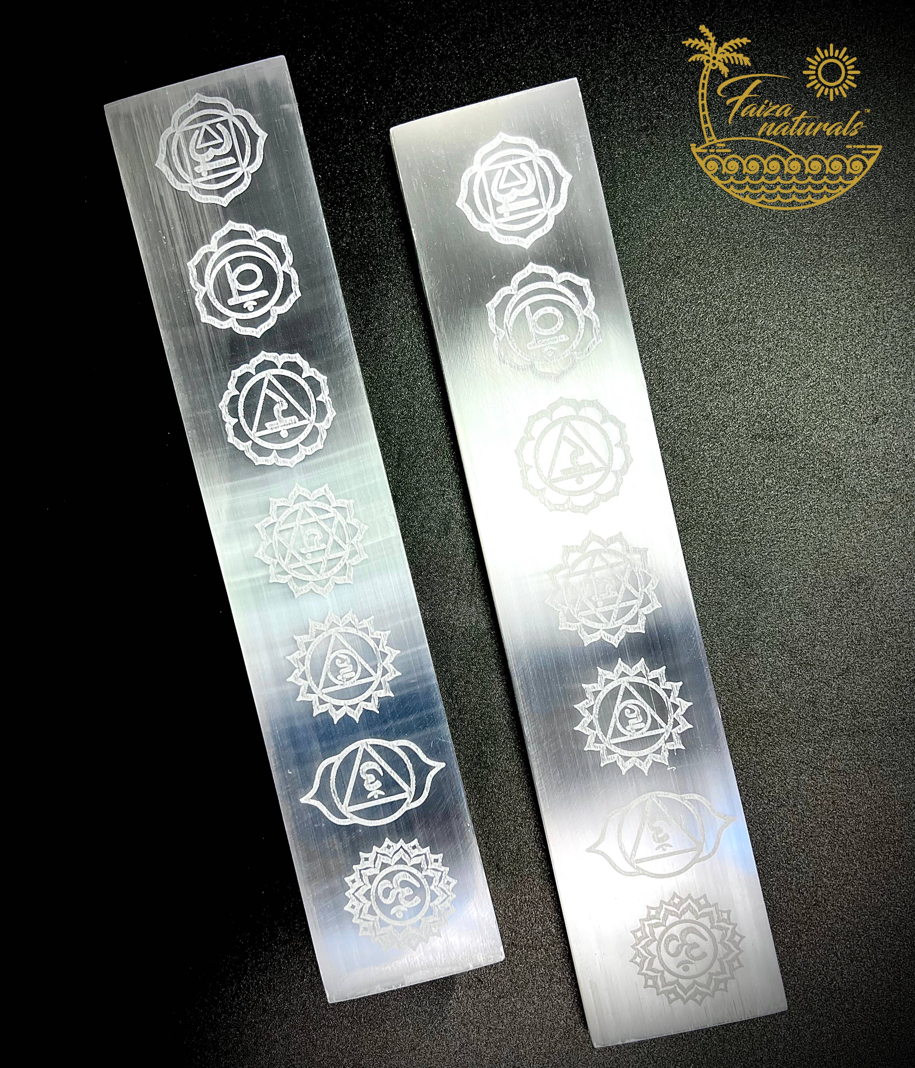 Faiza Naturals – wholesale Crystal-charging plate – 7 Chakra Selenite Crystal Charging Plate (8 inch)1