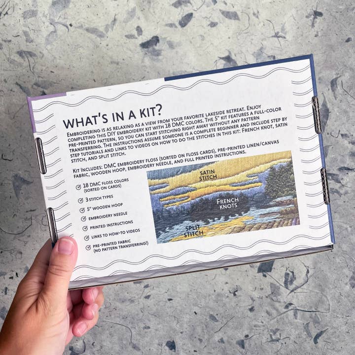 Kate Wyatt Fine Art - Wholesale DIY Craft Kit - DIY Embroidery Kit - Lakeside (5")5