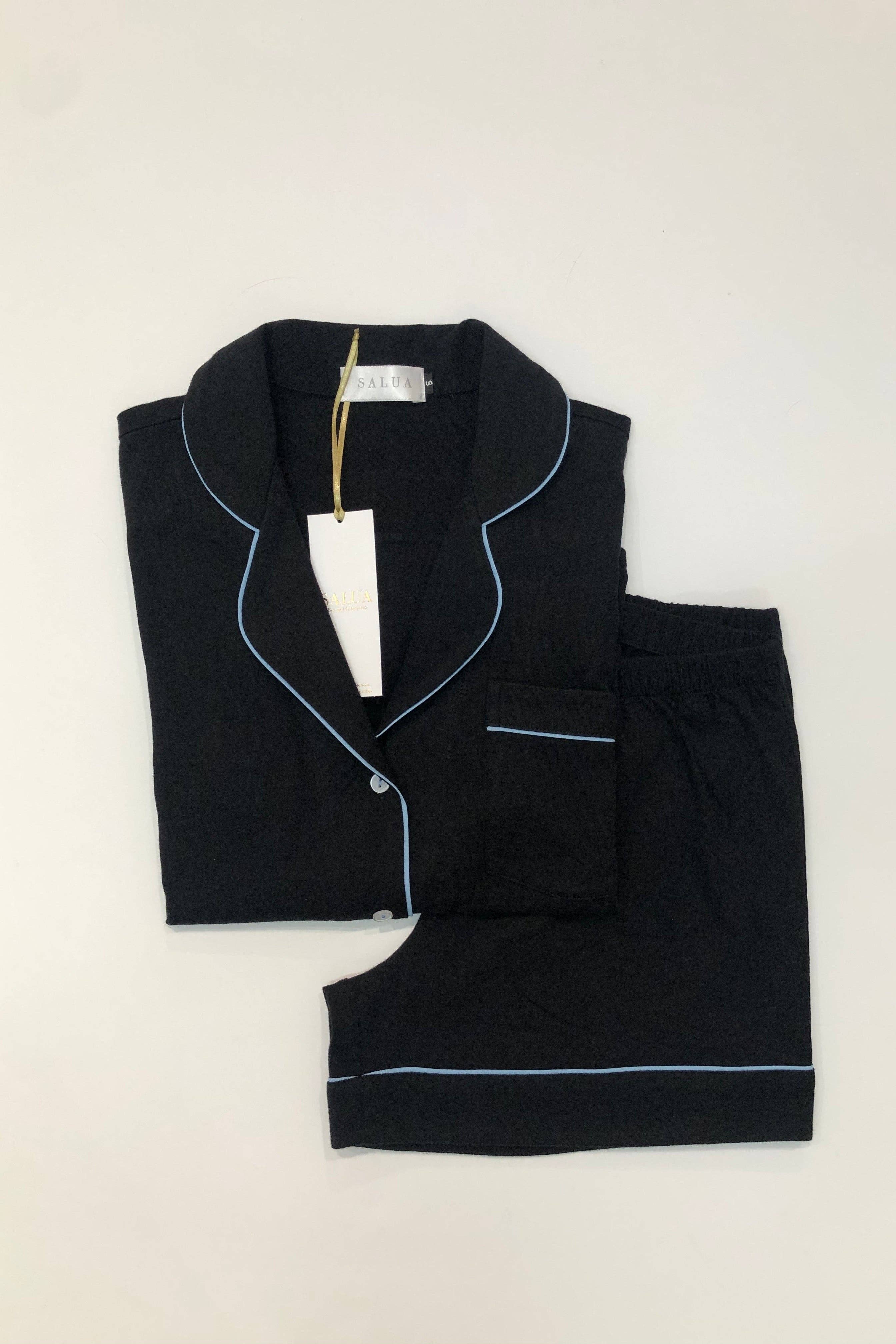 Salua Lingerie - Wholesale Sleepwear Set - Women's - SALUA Classic Luxury Shorties Pajamas in Brushed Pima Cotton5