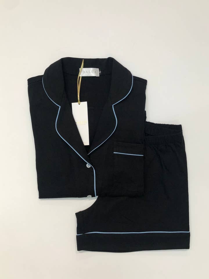 Salua Lingerie - Wholesale Sleepwear Set - Women's - SALUA Classic Luxury Shorties Pajamas in Brushed Pima Cotton5