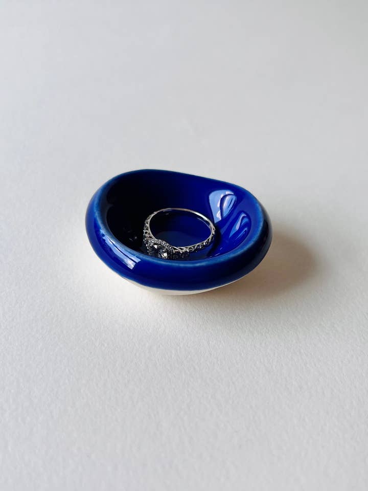 Cobalt Blue Tiny Ring Dish for wholesale by MoonMoon Ceramics