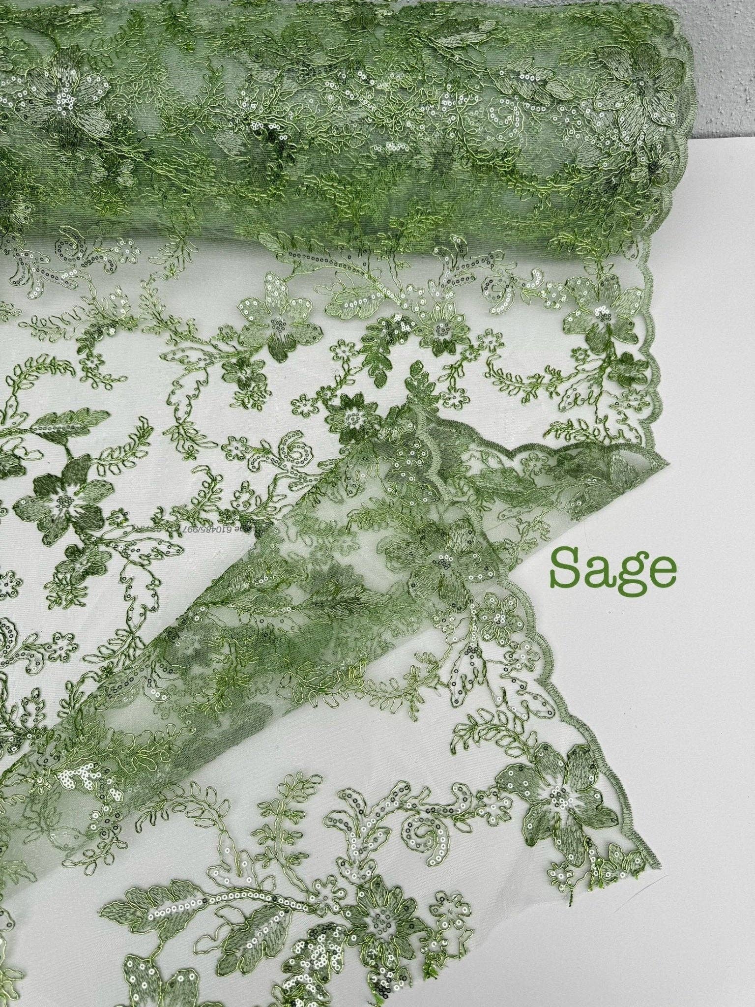 GalaTextile - Wholesale Fabric - Floral Embroidered Lace Corded Fabric With Sequins Fabric by the yard Non Stretch Shiny Floral Fabric with Sequins On Lace for Apparel Gowns0