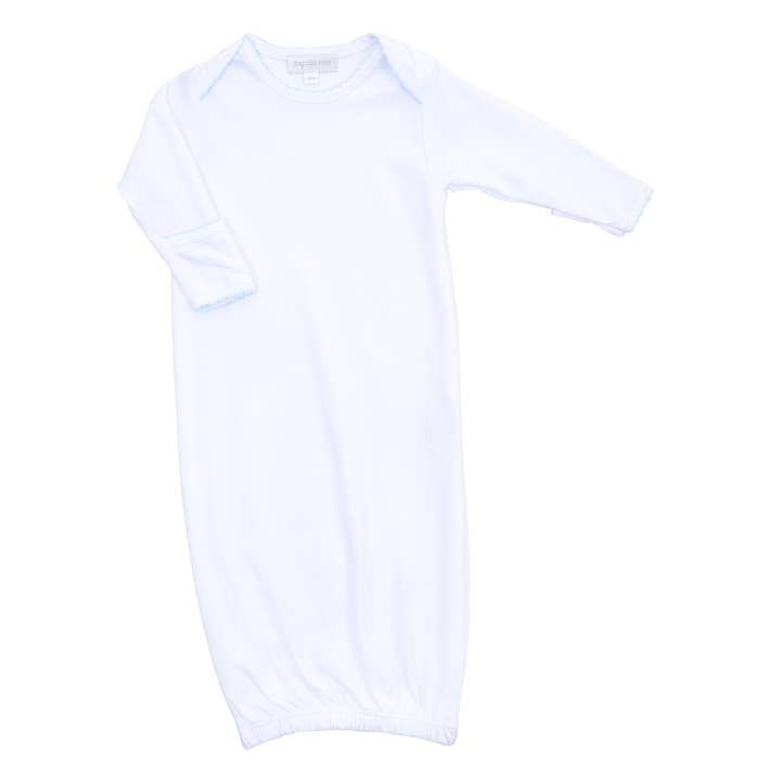 Magnolia Baby - Wholesale Babygown - Baby - Solid Essentials White Blue Lap Gown