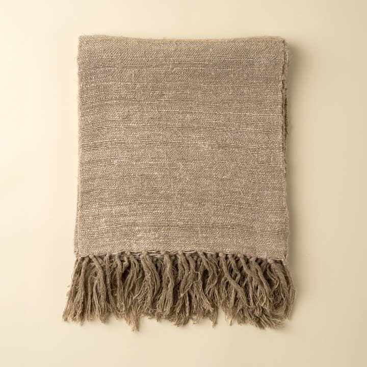 Nomad Linen Weave Throw, Fawn for wholesale by Indaba Trading