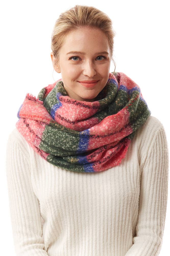 Hana - Wholesale Scarf - Women's - Colorful Plaid Infinity Scarf1