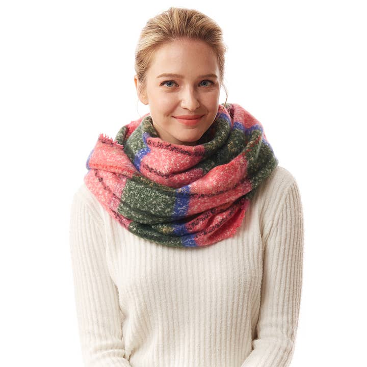 Hana - Wholesale Scarf - Women's - Colorful Plaid Infinity Scarf1