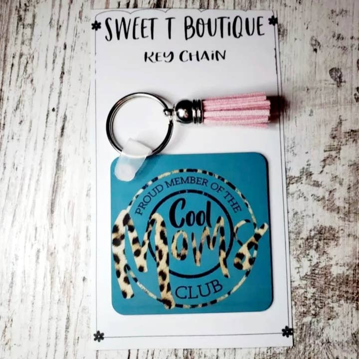 Cool Mamans Leopard Porte-clés Sarcelle pour la vente par The Sweet T Boutique