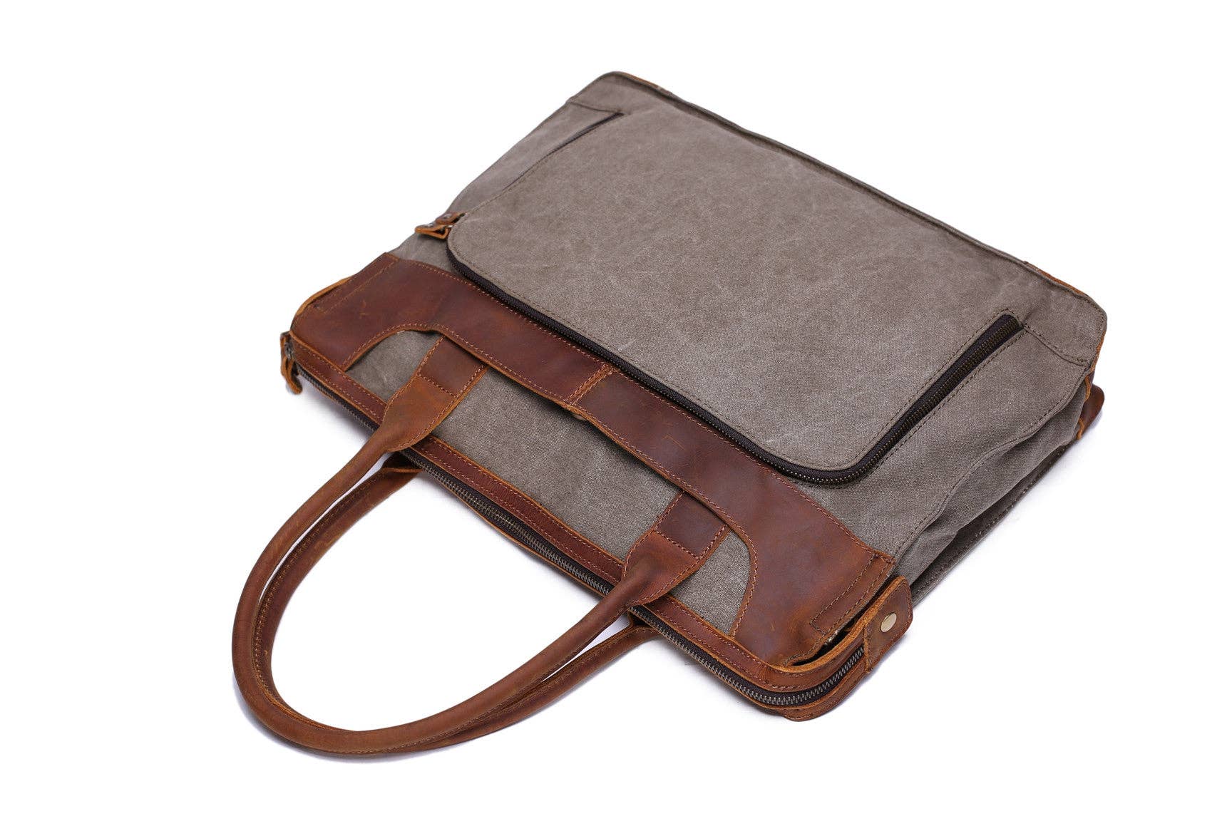 RockCow Leather Studio - Wholesale Laptop Bag - Men's - Men Fashion Canvas Leather Laptop Bag, Canvas Messenger Bag Briefcase Bags YD21933