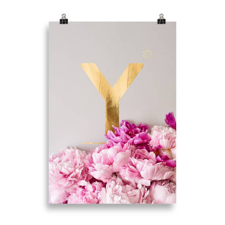 Pivoines ABC | lettre Y light pour la vente par HEARTMADE Prints