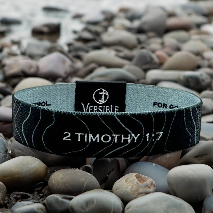 Versible - Wholesale Wristband - Versible® Wristbands - Black Topography / 2 Timothy 1:7