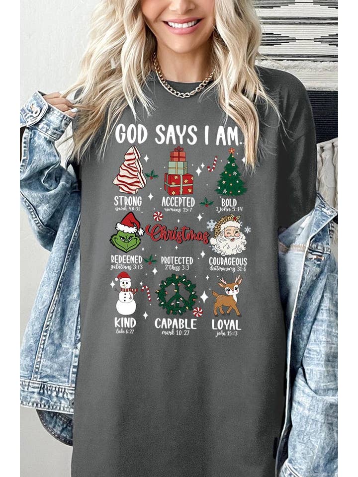 COLORBEAR - Wholesale T-Shirt (Graphic) - Unisex - God Says I Am Christmas Graphic Heavyweight Tee