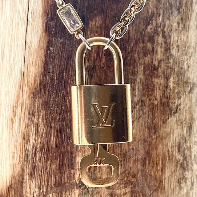 VB&CO Designs Handmade Jewelry - Wholesale Pendant/Charm Necklace - Louis Vuitton lock necklace repurposed upcycled LV