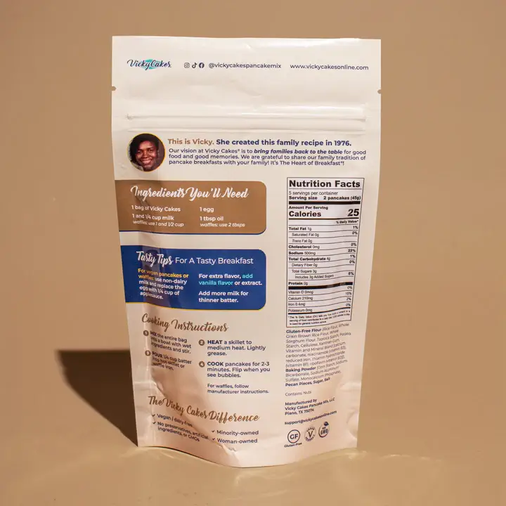 Vicky Cakes Pancake & Waffle Mix - Vente Préparation pour pancakes - Mélange à crêpes et gaufres aux pacanes sans gluten2