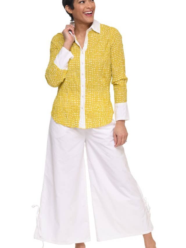 CV1087 Gretchen Camisa Abotonada en Goldfish Dot** para venta al por mayor de Tulip Clothing