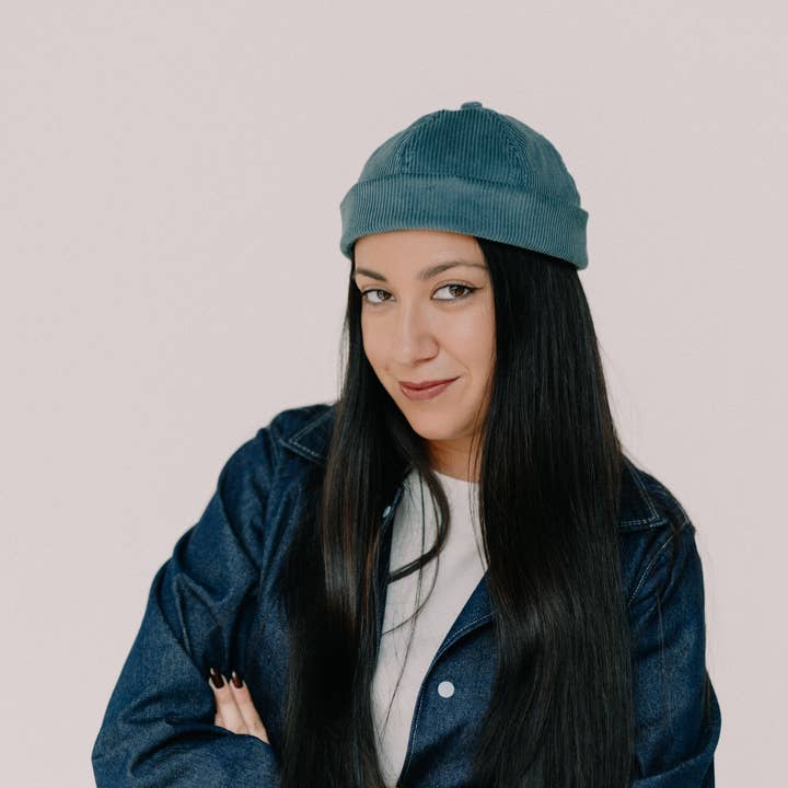 Nuevemi - Wholesale Newsboy/Schoolboy Hat - Women's - Turquoise Corduroy Docker Hat5