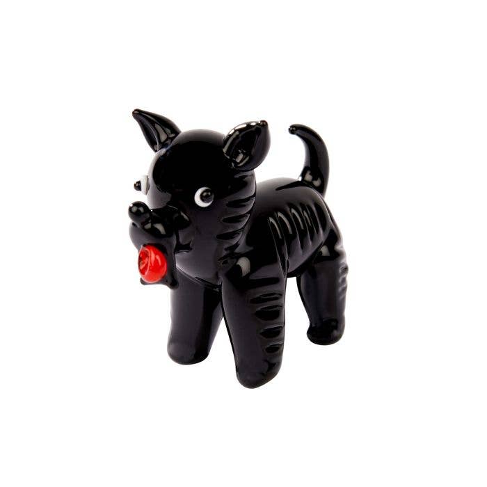 Langs - Wholesale Decorative Figurine - Glass Scottie Dog Ornament Black With Red Tongue+