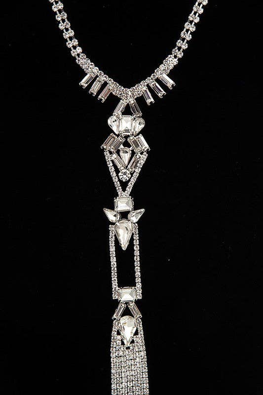 Gold ALIGNED CRYSTAL GEM ORNATE NECKLACE for wholesale on Faire1