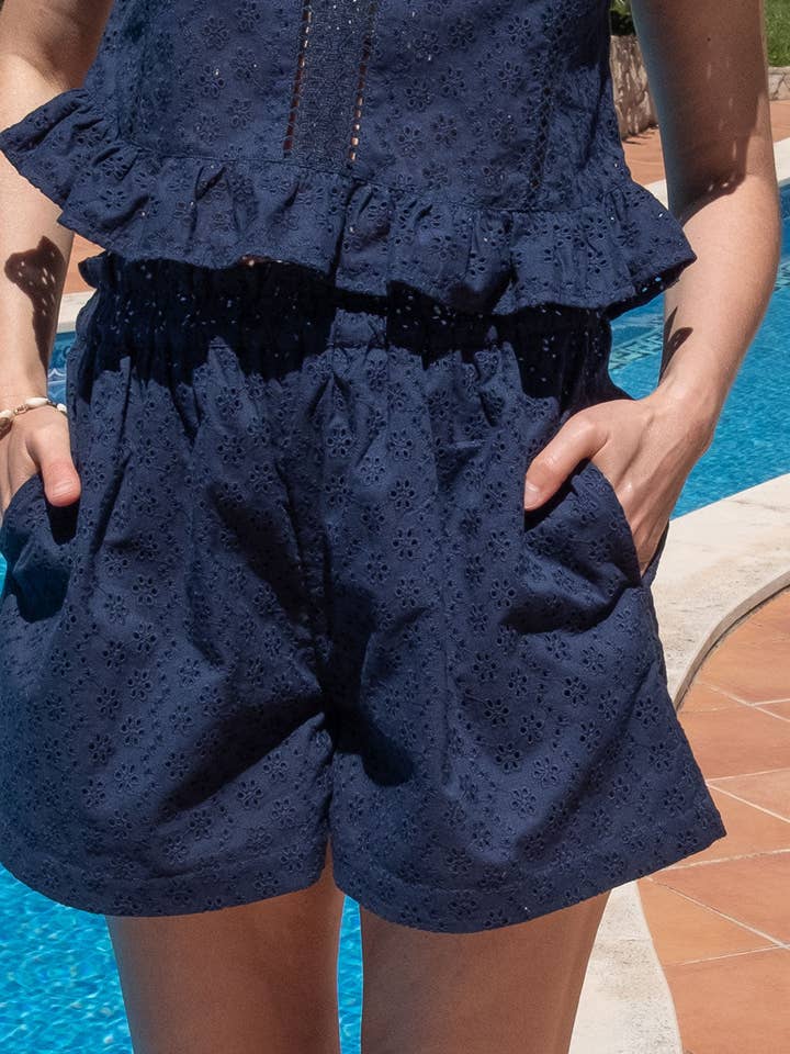 Olivia Shorts Navy Blue for wholesale by Ophelia & Indigo