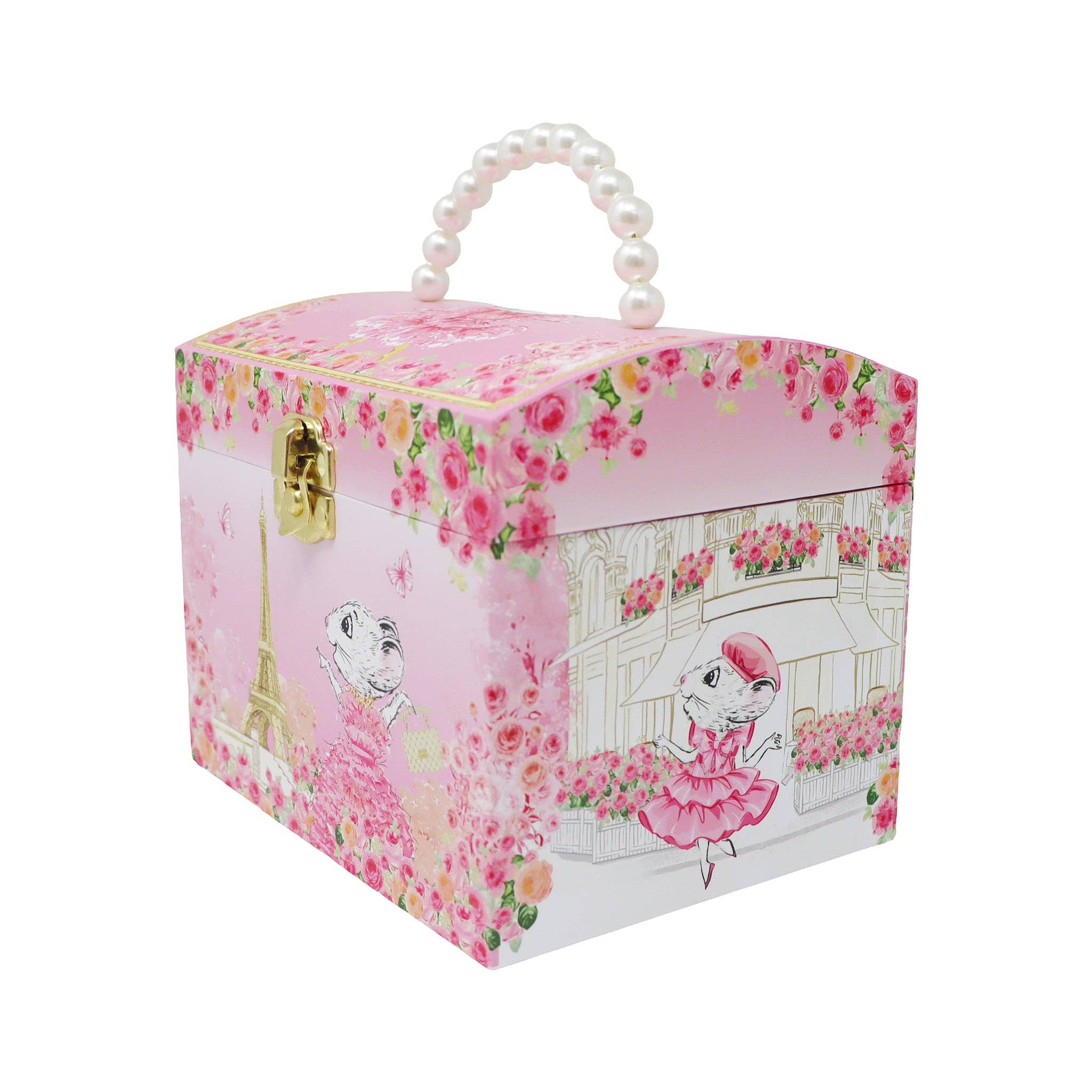 Pink Poppy USA - Wholesale Jewelry Box/Organizer - Kids - Claris The Chicest Mouse in Paris Pearl Musical Jewellery Box | Pack of 110