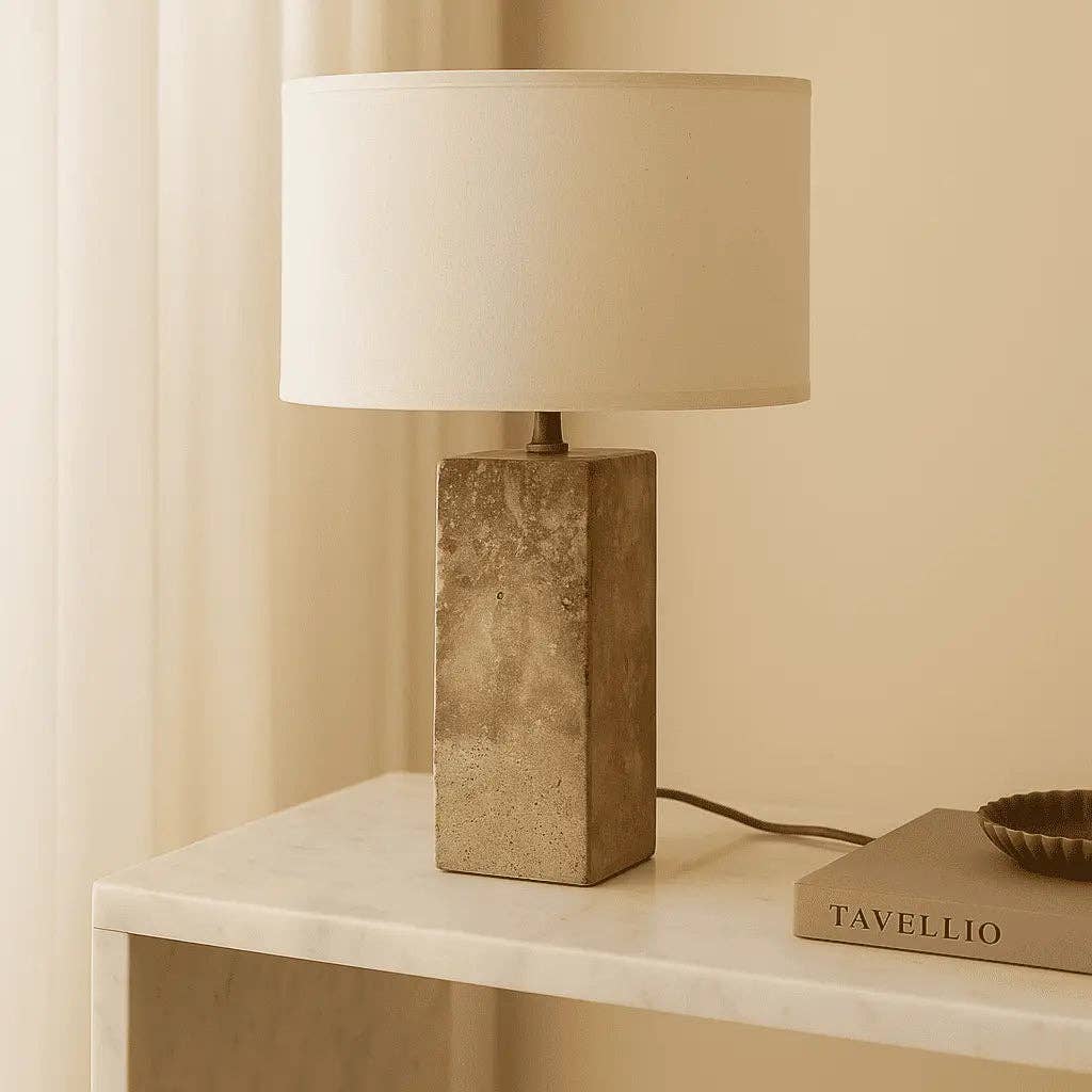 Tavellio - Wholesale Accent/desk lamp - Rosie Travertine Lamp | Cotton Shade & Elegant Design5