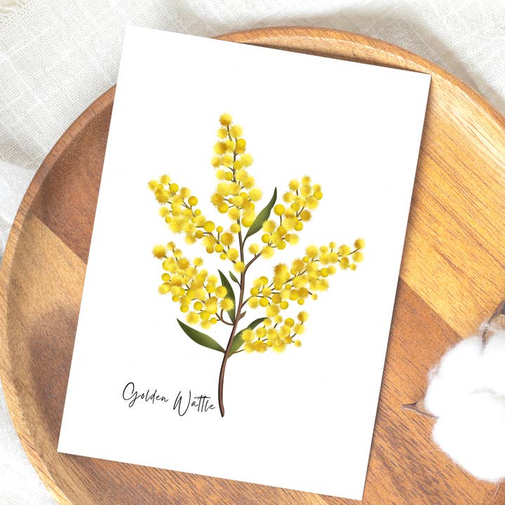 Australiana Gifts Co - Wholesale Everyday greeting card - AGCC1007: Golden Wattle Flower Card1
