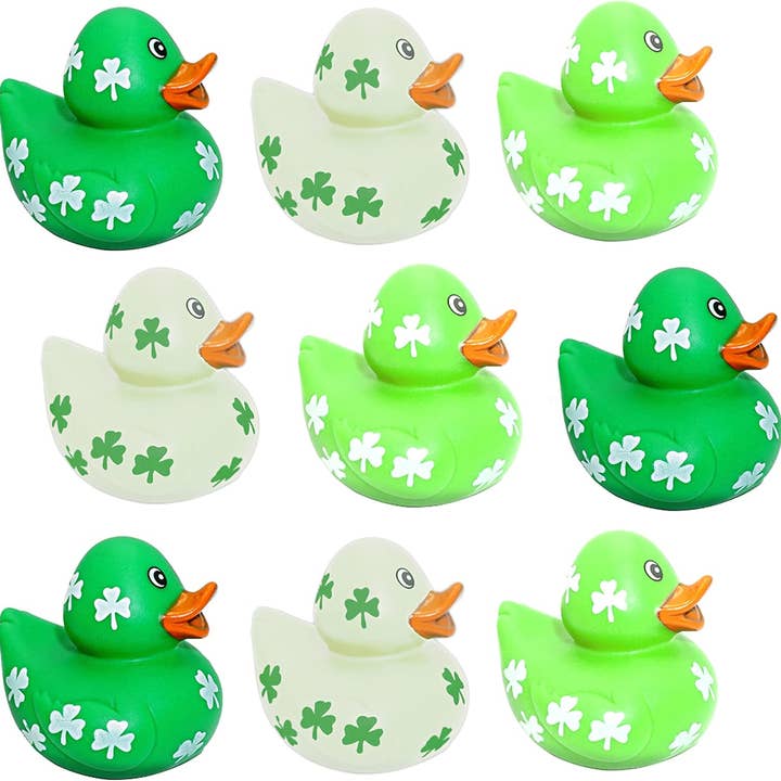 4E's Novelty - Wholesale Party Favor - 4E's Novelty 24 Pcs St. Patrick's Day Rubber Ducks – Shamrock Duckies Bulk Party Favors for Kids