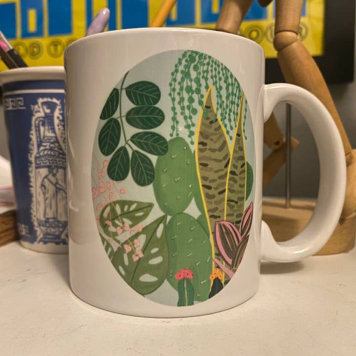 Hand-Printed Ceramic Plant Coffee Mug for wholesale by scraft