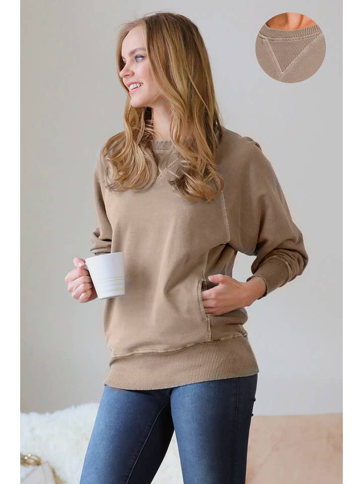 42POPS - Wholesale Sweatshirt - Women's - ',,,, Washed French Terry Pullover With Side Pockets23