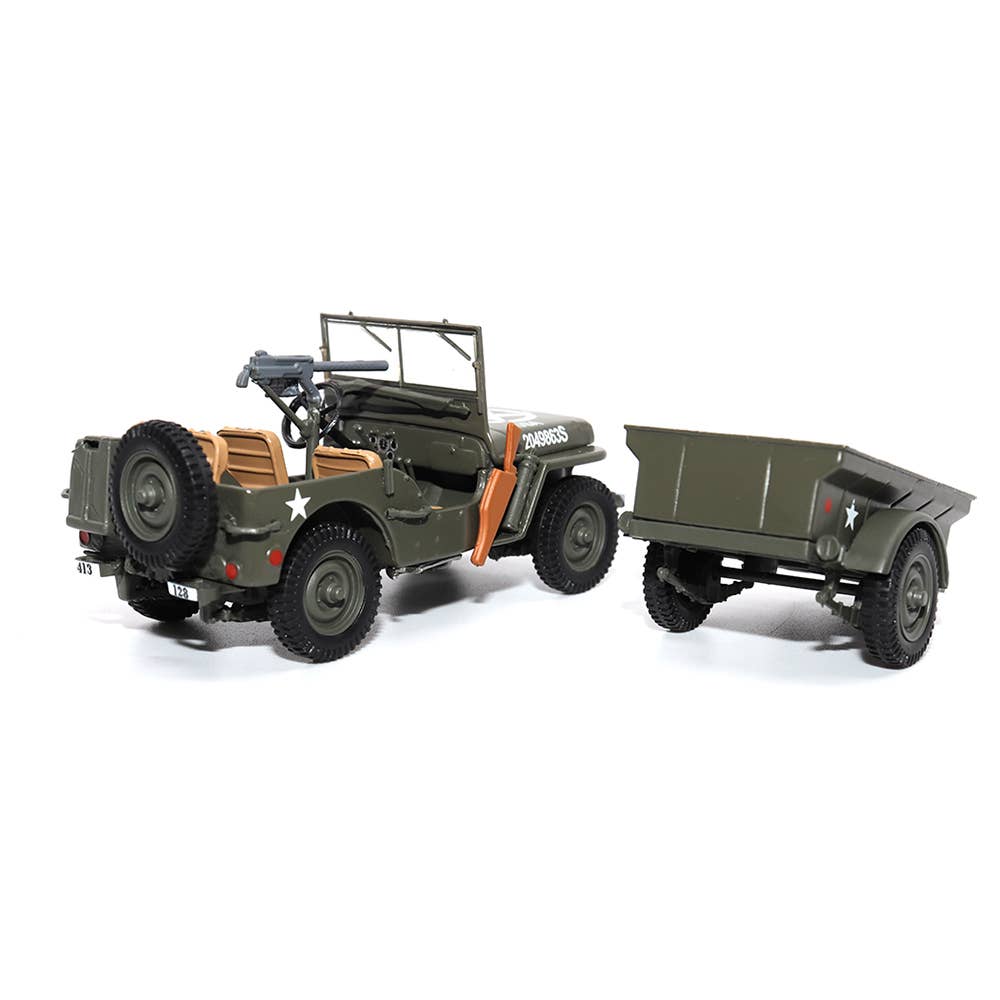 Motor City Classics, Inc. - Wholesale Decorative Tabletop Object - 1:43 Scale US Willys Jeep with Trailer Diecast Model8