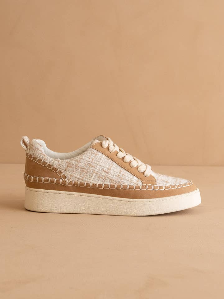 The Janie | Camel Tweed Wrapped Low Tops for wholesale on Faire
