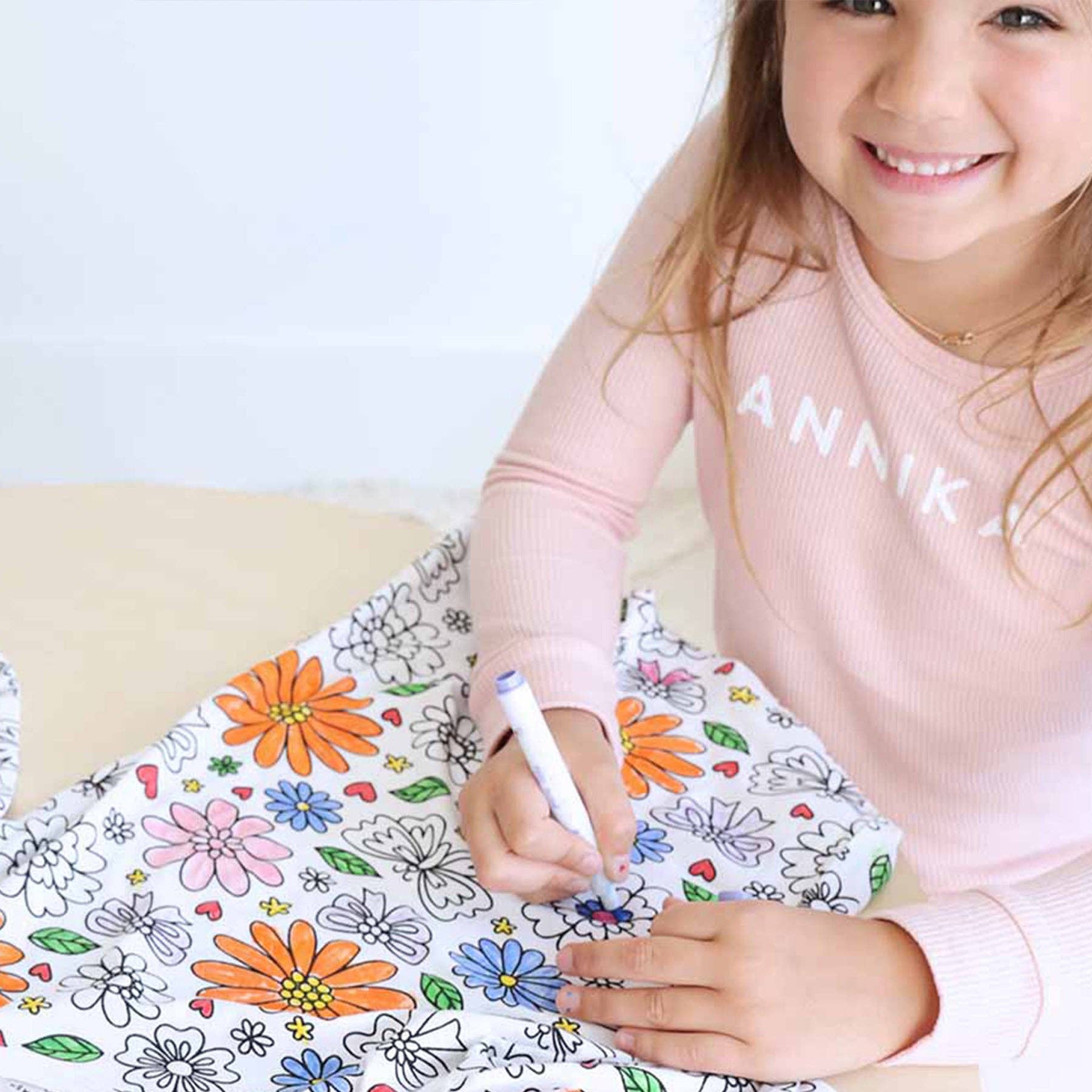 Caden Lane - Wholesale Sleepwear Set - Kids - Colorable Two Piece Pajama Set | Floral Flutter2