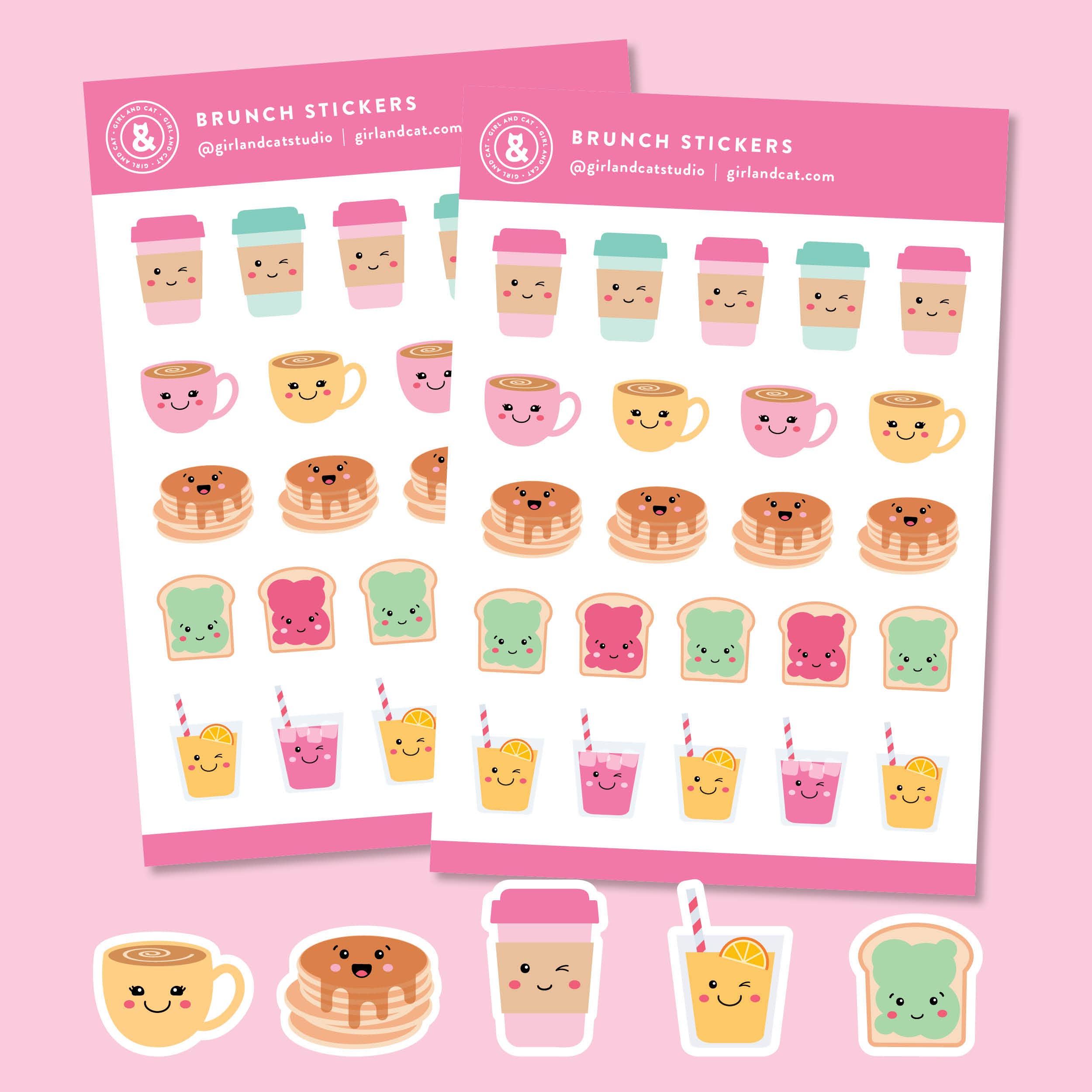 Girl and Cat Studio - Wholesale Sticker - Cafe Brunch Planner Stickers Sheet5