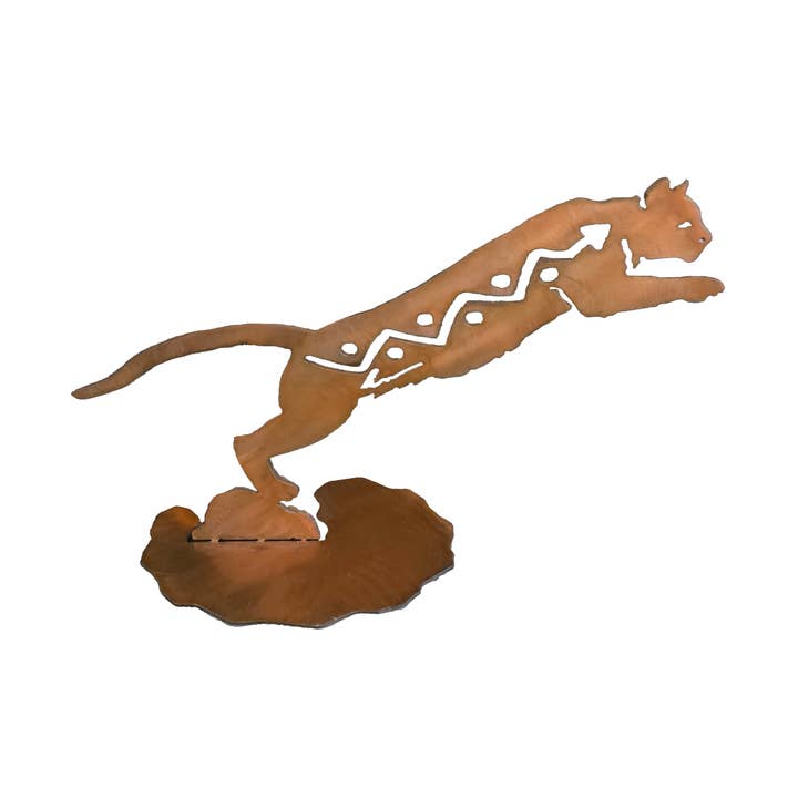 Cougar Figurine, Table Topper Sculpture, Rust Finish for wholesale by Crooks Designs
