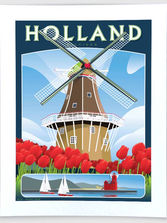 De Zwaan, Holland - Michigan Travel Art Print for wholesale by The Mighty Mitten