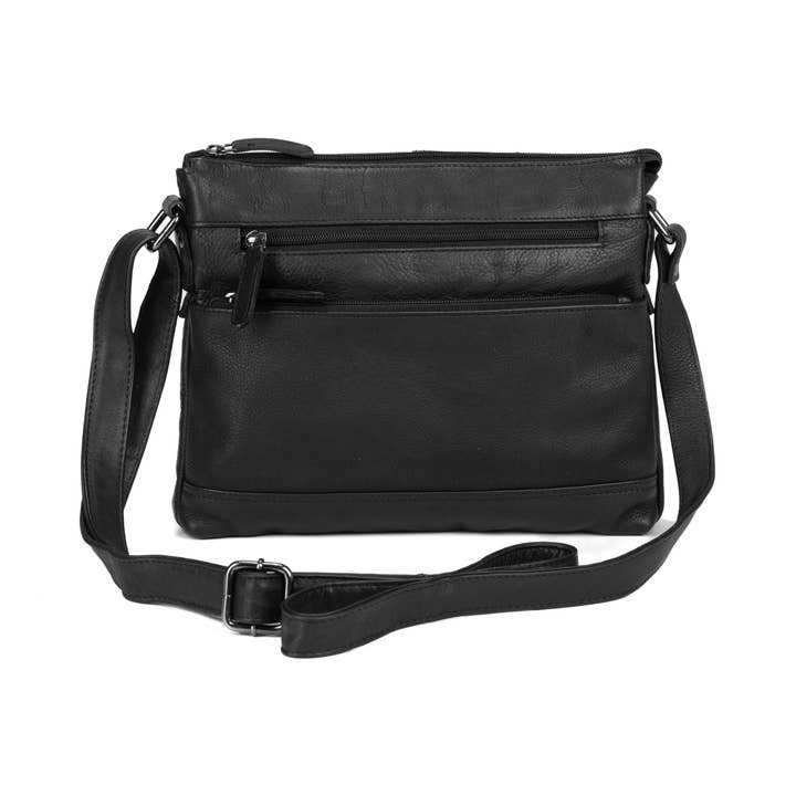 Ladies Cross Body Leather Bag GW6826 Black for wholesale by Greenwood Leather AU